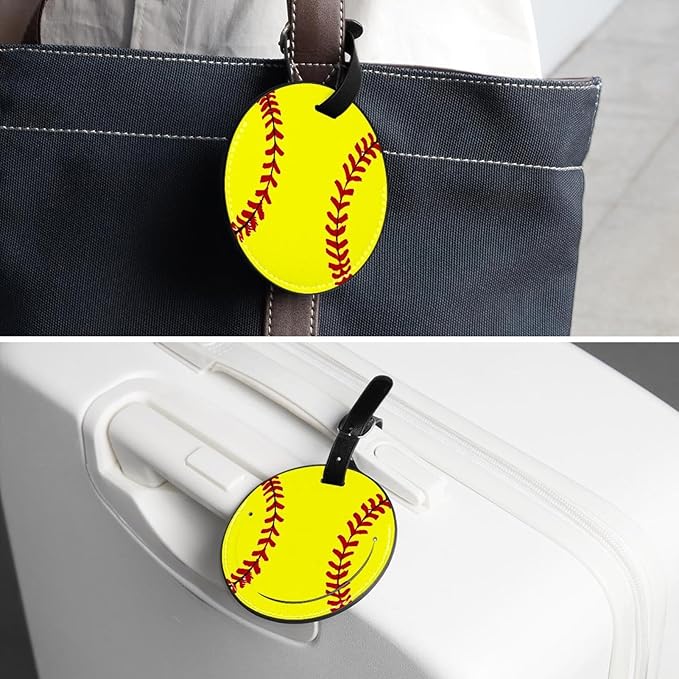 2 Pieces Softball Print Luggage Tags