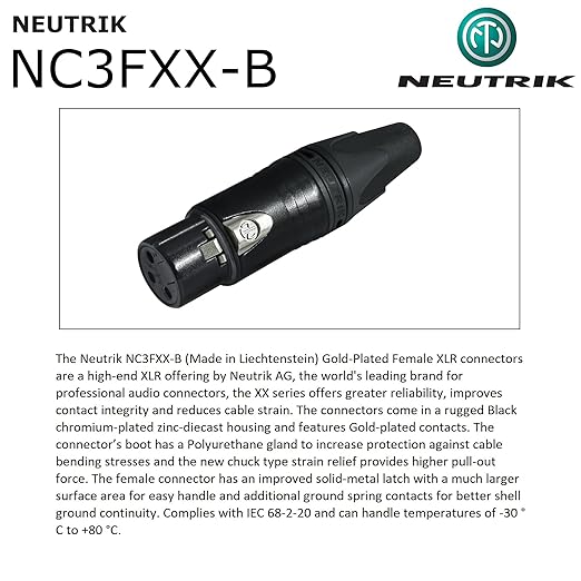 2 Units - 2 Foot - WBC-PRO-Quad Ultra-Silent Ultra-Flexible Balanced Star-Quad Cable with Neutrik Male & Female XLR Plugs & Black Tweed Jacket