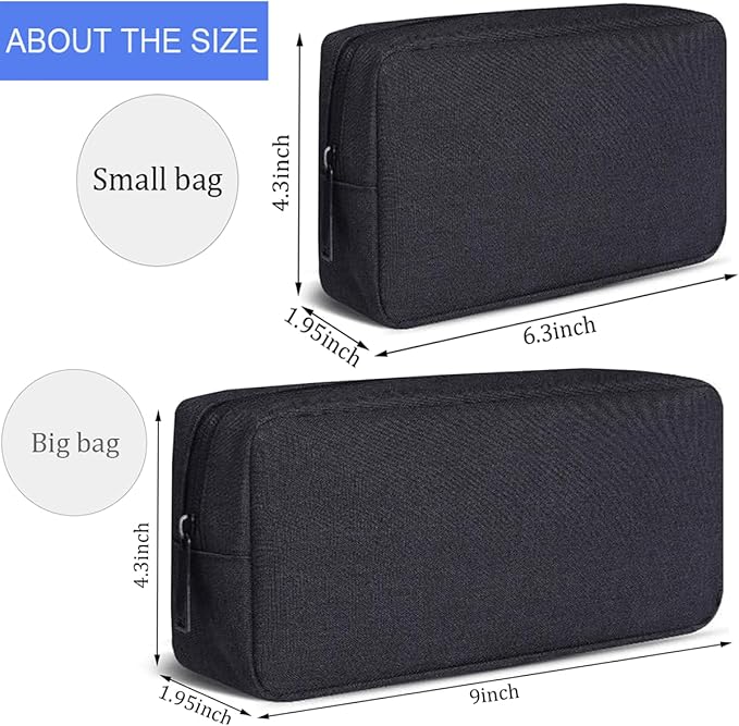 Electronics Organizer Travel Case, Cord Organizer Travel Cable Organizer Bag Waterproof Portable Accessories Case for Cable, Cord, Charger, Phone, Power Bank, Earphone (Small-Black)
