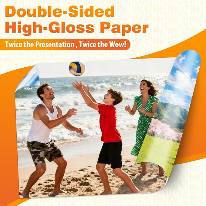 Uinkit 8.5x14 inches 54lb Double Sided Photo Paper Glossy 54lbs100 sheets Inkjet for Dye Ink 200Gsm Value Bulk Pack Picture 8.5 x 14 9.5Mil for Inkjet Printing Printer