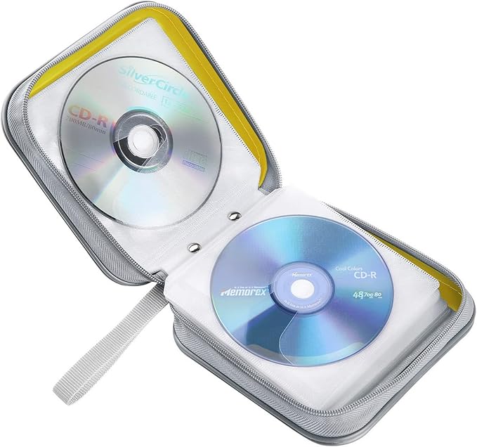 CD Case, 40 Capacity CD/DVD Case Holders Wallet Hard Plastic DVD Disc Cases Storage Binder for Car Home Office Travel (Yellow)
