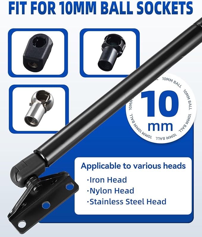 ARANA 10MM Ball Stud Mounting Bracket, 4PCS Universal Gas Strut Mounts for RV Door Lift Supports Shocks Spring with 20 Screws, Black (Only Fits 10mm Ball Head)