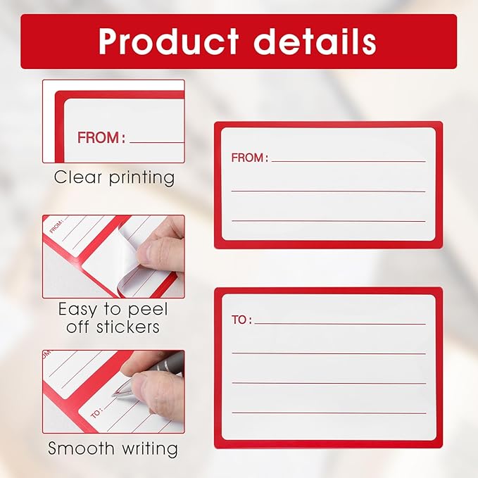 60Pcs to from Return Address Mailing Labels, Blank Mail Shipping Label, Postage Guaranteed Stickers, for Packages, Boxes, Gifts for Mailing and Shipping Needs,Red Blue(3.5 x 4.5in)