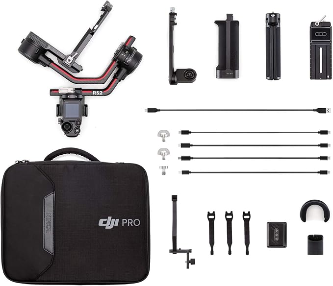 DJI RS 2 - 3-Axis Gimbal Stabilizer for DSLR and Mirrorless Cameras, Nikon, Sony, Panasonic, Canon, Fuji, 10lbs Tested Payload, 1.4” Full-Color Touchscreen, Carbon Fiber Construction, Black