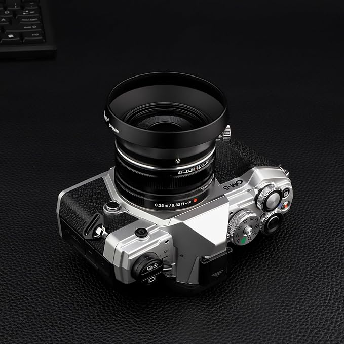 Haoge LH-M48B Metal Lens Hood Shade for Olympus M.ZUIKO Digital 17mm F1.8 17 1.8 Lens Replaces LH-48B Black
