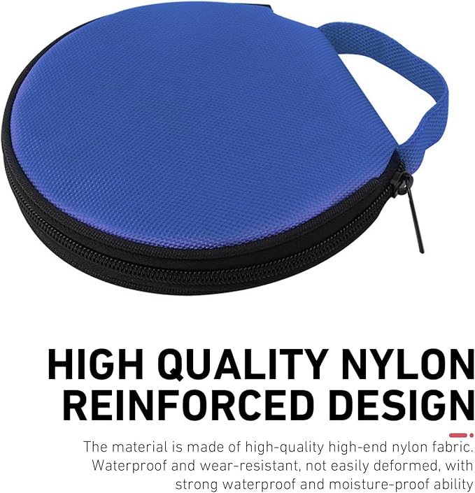 1 PC Car CD Case, Oxford Cloth Round CD Storage Bag with Handle, Waterproof Portable Large Capacity DVD Wallet File Organizer, Universal for Most Cars, Homes (Blue)