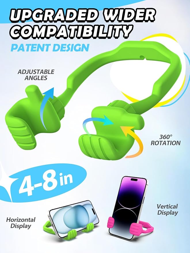 Easter Gifts for Teen Girls Boys Kids Cell Phone Stand - 2 Pack Thumbs Up Lazy Phone Holder for Desk Easter Basket Stuffers Birthday Gifts for Adults Women Men (Hot Pink & Avocado Green, 2)