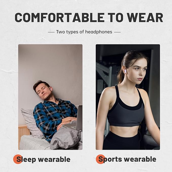 Wireless Bluetooth Headset，Tiny Size Invisible Earbuds，Sleep and Sports Earphones Set, 2 Pairs, Mini and Short Handle Design，for Work Sport Sleeping ﻿ ﻿ (Khaki)
