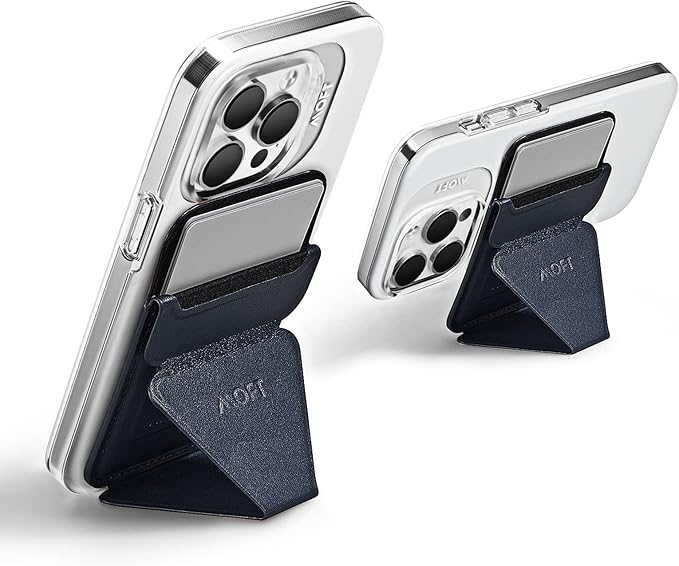 MOFT MagSafe Wallet for iPhone 15/14/13/12 Series, Strong Magnetic Phone Card Holder Fit 2 Cards & 3 Viewing Angles & Stain-Resistant Vegan Leather Phone Stand, Oxford Blue