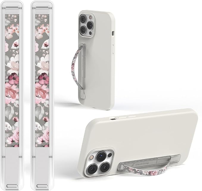 SleekStrip SleekGrip-Essential Ultra Thin Phone Grip Stand,Slim Metal Finger Loop Ring Hand Holder Strap Cell Phone Grips for iPhone 16 Pro Max,17 Air,Android,Case Back - Misty Rose 2PK