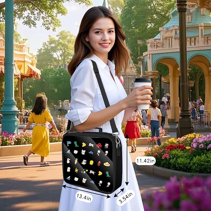 20 Pages Enamel Pin Display Bag - Large Pin Book for Collectors, Portable Travel Pin Board Carrying Case with Protective Film & Handle & Strap, Pin Holder Trading Book for Pins, Earrings and Brooches