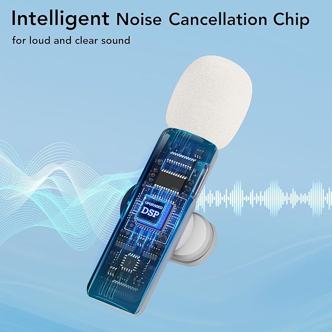 Mini Wireless Lavalier Microphone for iPhone, iPad, Android Phone - 2in1 Microfono Lapel Bluetooth Mic for Recording, Clip on Omni Lav Mic for Video Recording, Tiktok, YouTube, Vlog