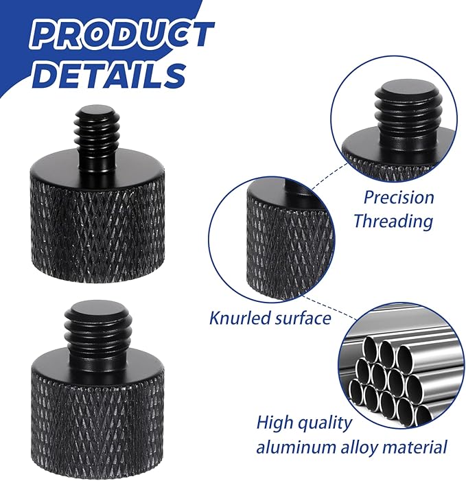 2pcs 1/4 to 3/8 & 3/8 to 1/4 Camera Tripod Adapter Tripod Screw Adapter 1/4 Male to 3/8 Female and 3/8 Male to 1/4 Female Adapters Set for Camera Monitor Tripods Microphone Mic Stand Mount