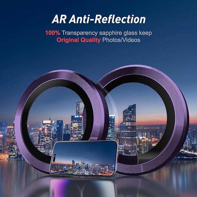 Jeluse Camera Lens Protector for iPhone 17 Pro Max/17 Pro/16 Pro Max/16 Pro/15 Pro Max/15 Pro/14 Pro Max/14 Pro, 9H Tempered Glass Screen Protector Cover Alignment Kit Metal Individual Ring