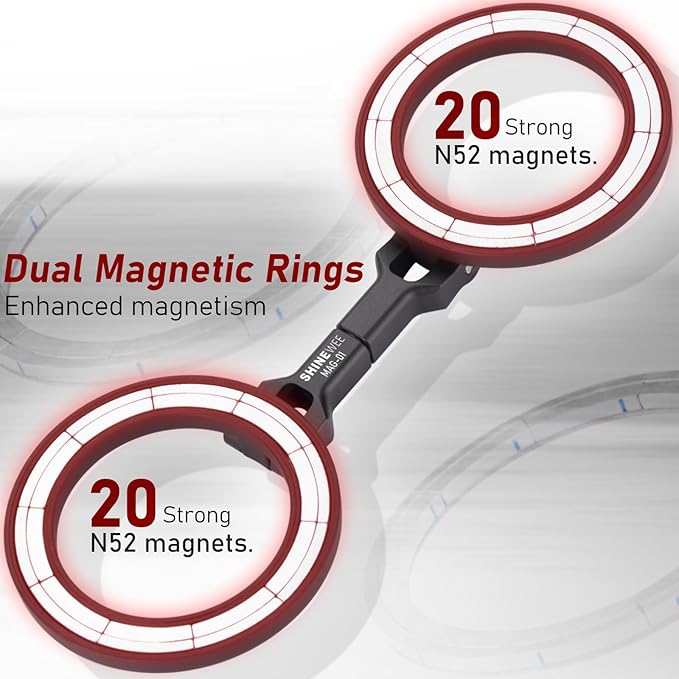 Double Magnetic Ring Phone Holder – Quick Attach to Any Iron Surface | Swivel & Tilt Adjustable | Compatible with iPhone 17/6/15/14/13/12 Series & Magnetic Cases