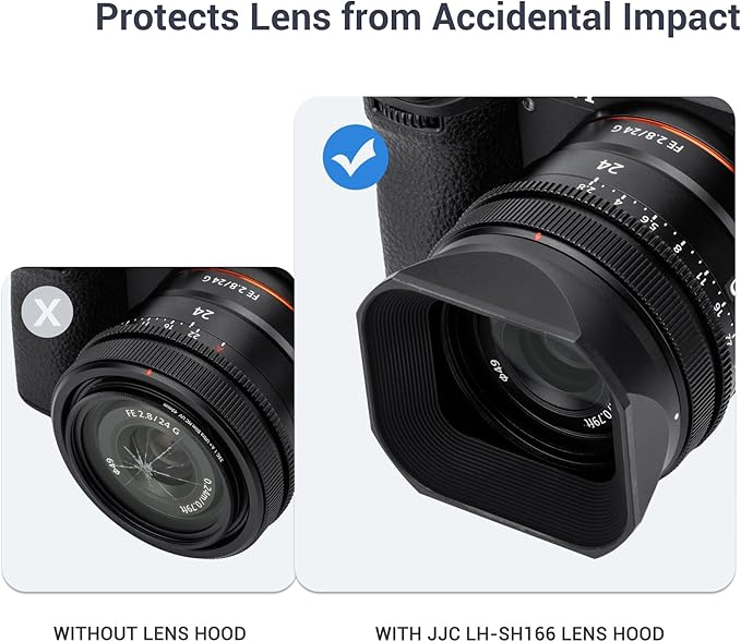 JJC Metal Square Lens Hood Shade for Sony FE 50mm f2.5 G, FE 40mm f2.5 G, FE 24mm f2.8 G Lenses, Replaces Sony ALC-SH165 ALC-SH166 Lens Hood