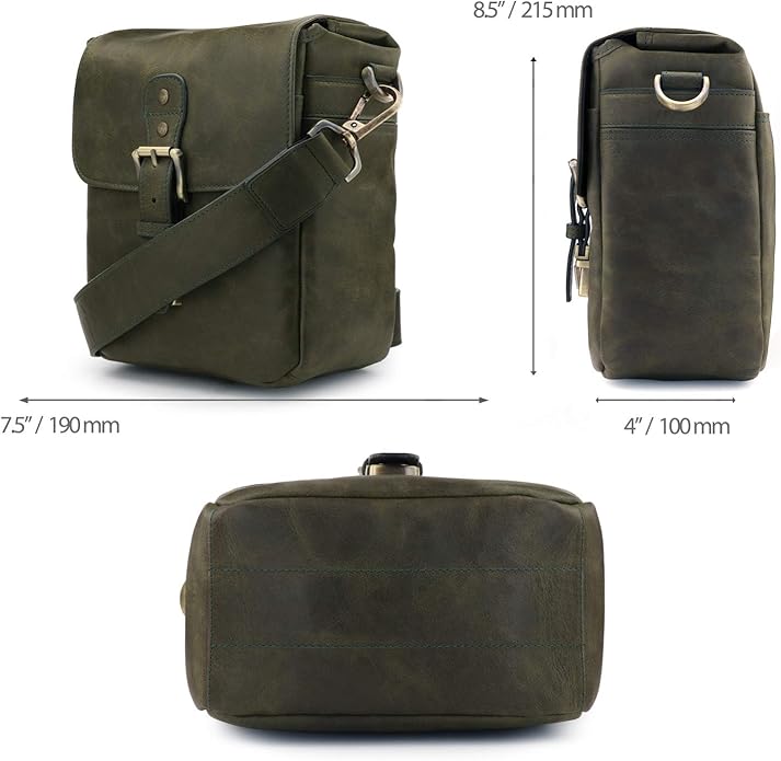 MegaGear Genuine Leather Camera Messenger Bag Mirrorless Portable electronic device cover