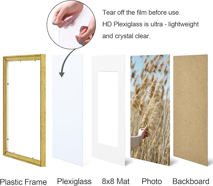 Vittanly 12x12 Picture Frames Set of 2, Ornate Vintage Photo Frame for Wall or Tabletop, Display 8x8 Pictures with Mat or 12x12 without Mat, Rustic Gold