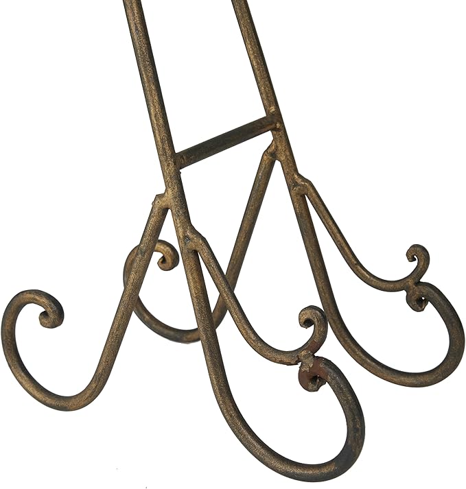Deco 79 Metal Display Easel Scroll Tabletop Easel, Display Stand 7" x 10" x 16", Gold