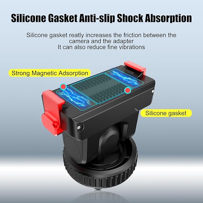 Cold Shoe Adapter Magnetic Quick Mount Compatible for DJI Osmo 360, Tripod Mount with 1/4" Screw Compatible for DJI Action 5 Pro/4/3 Action Camera DSLR Photography Accessories, 150°Tilt Adjustable