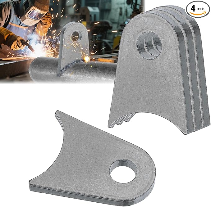 Weld on Tabs, Steel Shock mounts, Universal Weld on Tabs Axle Mount with a 1/2" Hole. 2-3/8" Height, 1-3/4" Wide, 1/4" Thick Fits 1.5" to 1.8" Axle Pack of 4 Tabs Steel Mounting Bracket OywhC-7