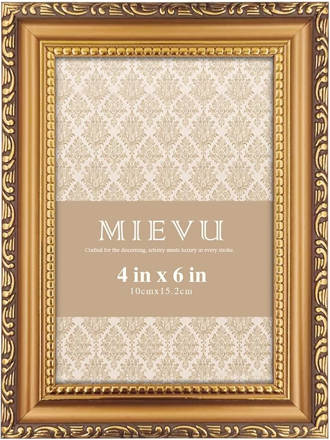 4×6 Picture Frame Gold - Picture Frames for Wall Hanging And Tabletop Display, Ornate Photo Frame for Poster,Vintage Frames,Christmas Frames,with Durable Plexiglass