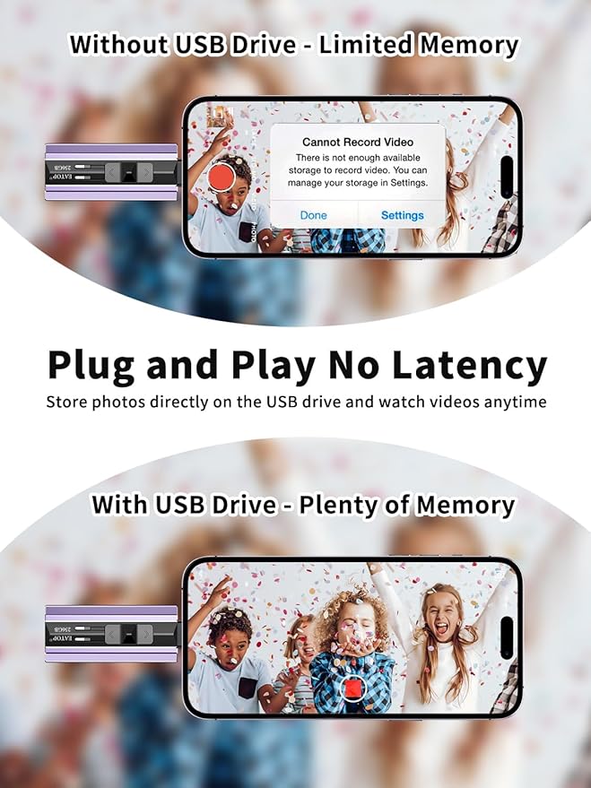 EATOP 256GB Flash Drive Intended for Phone Tablet Androidphone and Computers, 4 in 1 Photo Stick for Phone Memory Storage Easily Backup Photos Videos, Plug and Play, No App Required (Light Purple)