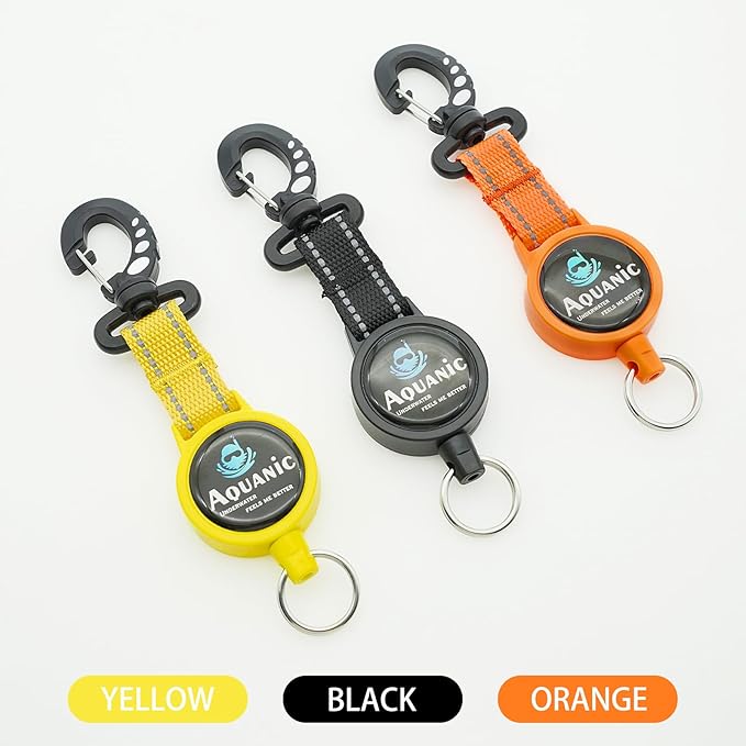nitescuba Scuba Diving Retractable Gear Tethers, Scuba Accessories Dive Clip Lanyard with Snap Hook, Split Ring Quick-Release Extension Cord for Diving,Swimming,Flashlights,Cameras and More