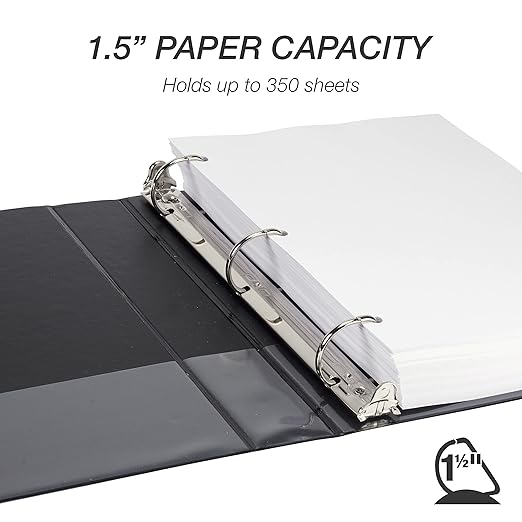 Samsill Durable 1.5 inch 3 Ring Binder, Made in USA, D Ring Binder, FSC 100% Recycled Chipboard, Basic Assortment, 12 Pack