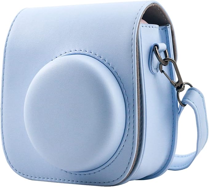 Frankmate Protective Case Compatible with Fujifilm Instax Mini 12 11 9 8 Instant Film Camera with Pocket and Adjustable Strap (Blue)