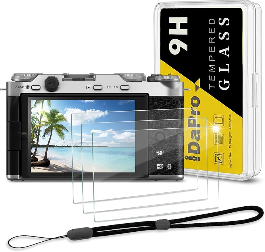iDaPro XM-5 Screen Protector for Fujifilm X-M5/Fuji XM5 [3Pcs] +Hand Lanyard [1Pcs],Tempered Glass for X-M5,Anti-Scratch|9H Hardness|Anti-Bubble|Easy Installation