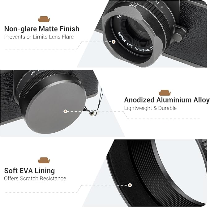Metal Square X Half Lens Hood Sun Shade with Lens Cap for Fuji Fujifilm X Half Xhalf Digital Camera, Protective Cover Shading Hood Protector, Block Stray Light Reduce Flare - Dark Gray