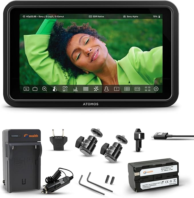 Atomos Shinobi II 5.2" HDMI Camera Monitor with HDR Touchscreen Display | Lightweight Monitor for Photography with Battery, Charger and Camera Hot Shoe Mount Advanced Bundle Set
