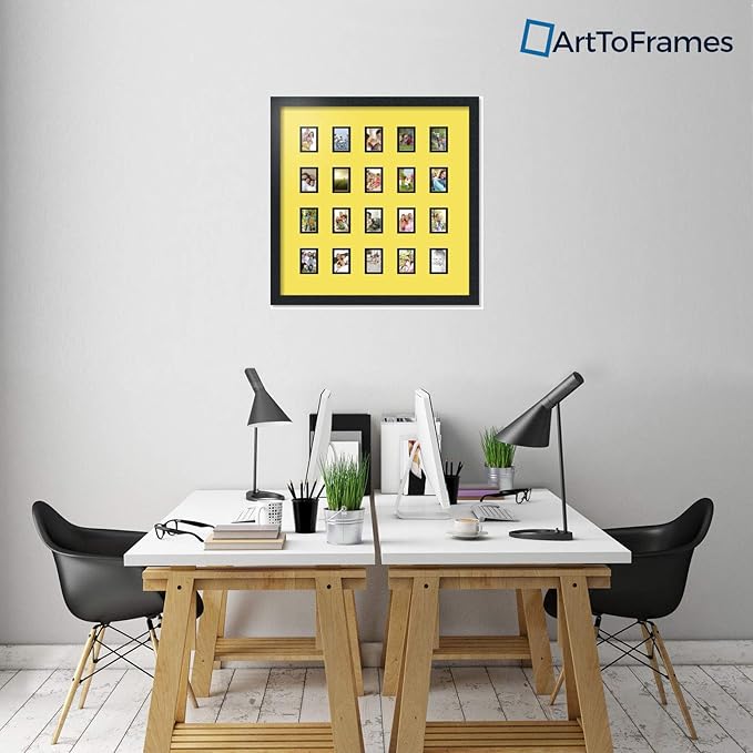 Art to Frames Double-Multimat-398-47R/89-FRBW26079 Collage Photo Frame Double Mat with 20-2x3 Openings and Satin Black Frame
