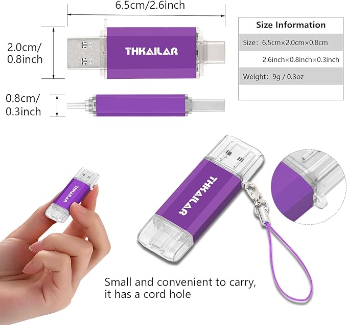 THKAILAR 32GB USB C Flash Drive 5 Pack,2-in-1 Dual USB-A&Type-C Thumb Drive USB 3.0 Memory Stick,High-Speed Flash Drive USB C for iPhone 15/16,Android,Mac,PC,PS4,Plug&Play,Durable&Compact Design