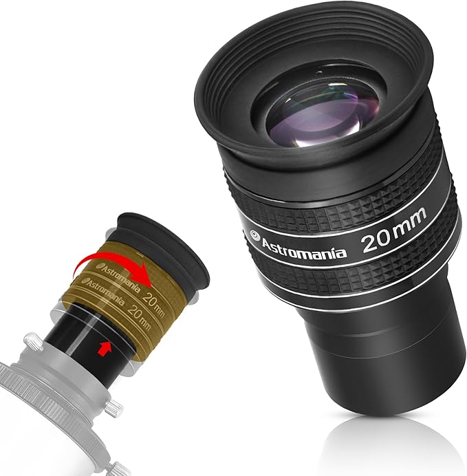 Astromania Telescope Eyepiece 20mm, Wide Angle 58 Degree Apparent Field Planetary Eyepiece for 1.25 inch Astronomy Telescope & Filter, Fully Multi-Coated Telescope Accessory for Planetary Observation