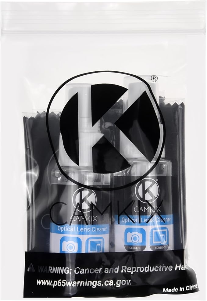 Camkix Lens and Screen Cleaning Kit - 2X Cleaning Spray 2X Microfiber Cloth - Perfect to Clean The Lens of Your DSLR and Compatible with Your Camera, Smartphone, Tablet, Notebook, etc.