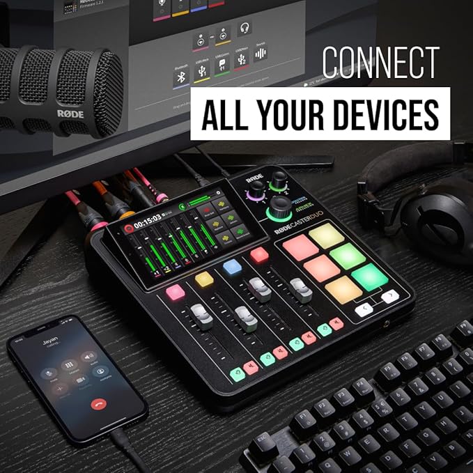 RØDE RØDECaster Duo Compact All-in-One Audio Production Solution for Podcasting, Streaming, Music Production and Content Creation (Black)