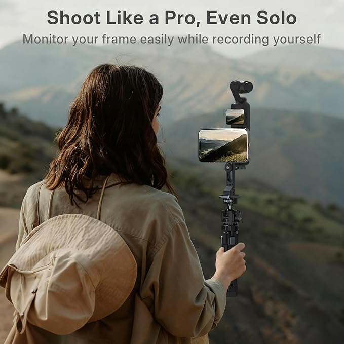 Magnetic Phone Tripod Mount for Pocket 3 - Aluminum Phone Mount with Cold Shoe & Arca Swiss Quick Release Plate, Large Screen Monitor Solution for Vlogging Shots