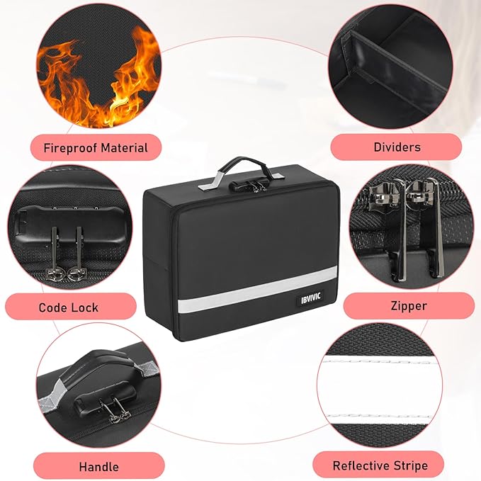 IBVIVIC Fire-resistant Photo Storage Box, Photo Organizer with Lock, Portable Photo Storage Containers Suitable for Storing 16pcs 4" x 6" Photo Cases (Box Only)