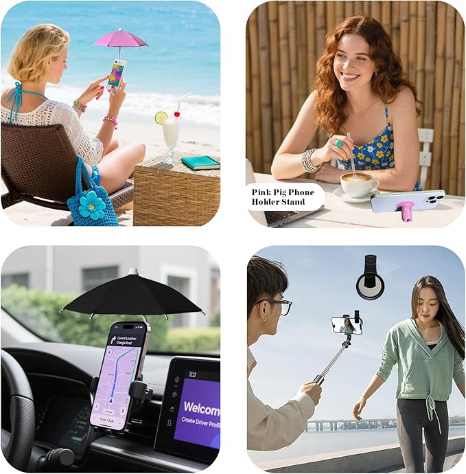 52mm Clip-on CPL Phone Camera Lens Filter Kit with Suction Cup Phone Umbrella for Sun, Compatible with iPhone 15 14 13 12 11 and Other Smartphones (Pink 52mmcpl)