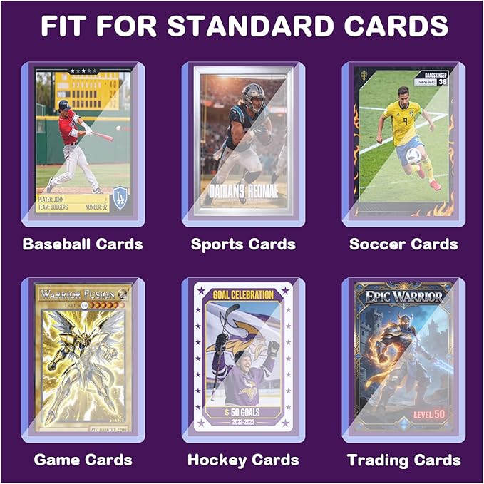 50ct 3"X4" Card Sleeves Hard Plastic - 180pt Hard Card Sleeve, Baseball Card Protectors Hard Plastic, Premium Card Sleeves for Trading Cards, Hard Card Holder for Sports Baseball Football Game Cards