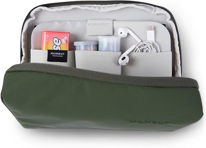 Moment Everything Tech Organizer – Water-Resistant Travel Pouch for Cables, Chargers & Accessories | Regular & Mini Sizes (Olive, Regular)