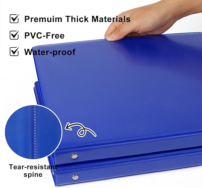 CIXILDTS 0.5-inch Round Ring Binder, Durable 1/2" 3 Ring Binder Fit Letter Size Paper, Blue, 6-Pack