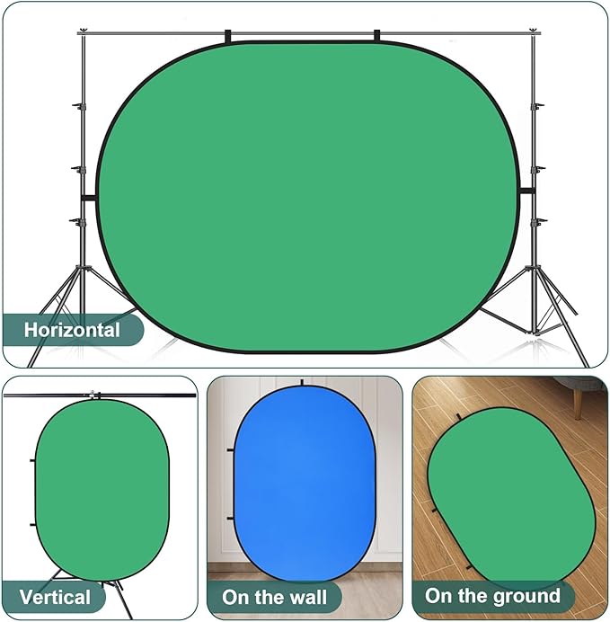Kate 5x6.5ft(1.5x2m) Collapsible Backdrop Self Tape Blue Green Twist Flex Folding Pop up Backgrounds for Photoshoot, Headshots Photo, Video Calls