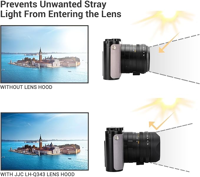 JJC Metal Lens Hood for Leica Q3 43/ Q3/ Q2 Cameras, Compatible with 49mm Lens Filter & Original Lens Cap, No Vignetting