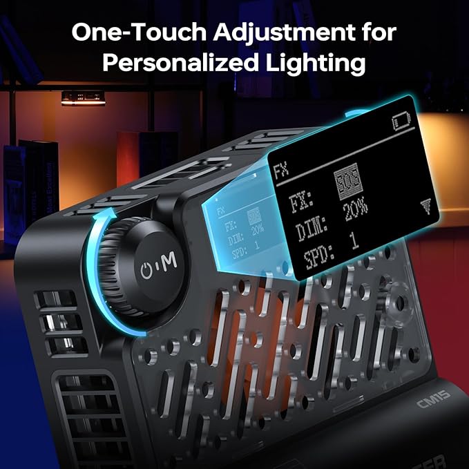 ZHIYUN CINEPEER CM15 15W RGB Video Light Fill Handheld Light 2600mAh CRI 94+ 2500k~10000k Outdoor Photography Selfie Light Rechargeable Portable 360° Full Color Camera Light Cold Shoe
