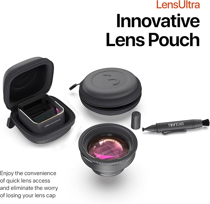 Shiftcam | LensUltra 1.33x Anamorphic Lens - 1.33x Magnification, 113° Angle - Transform Mobile Footage, Captivating Widescreen Ratio, Cinematic Lens Flare, Surreal Perspectives, Premium Design