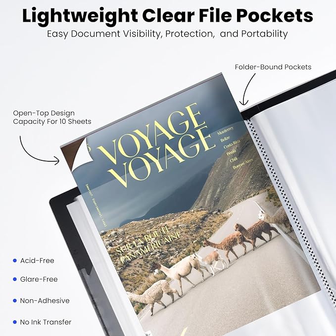 STAGEEK 48-Pocket portfolio binder display 96 pages, 8.5x11 Binder with Plastic Sleeves, Art Portfolio Folder with Clear Sheet Protectors, Presentation Book for Artwork, Document Organizer