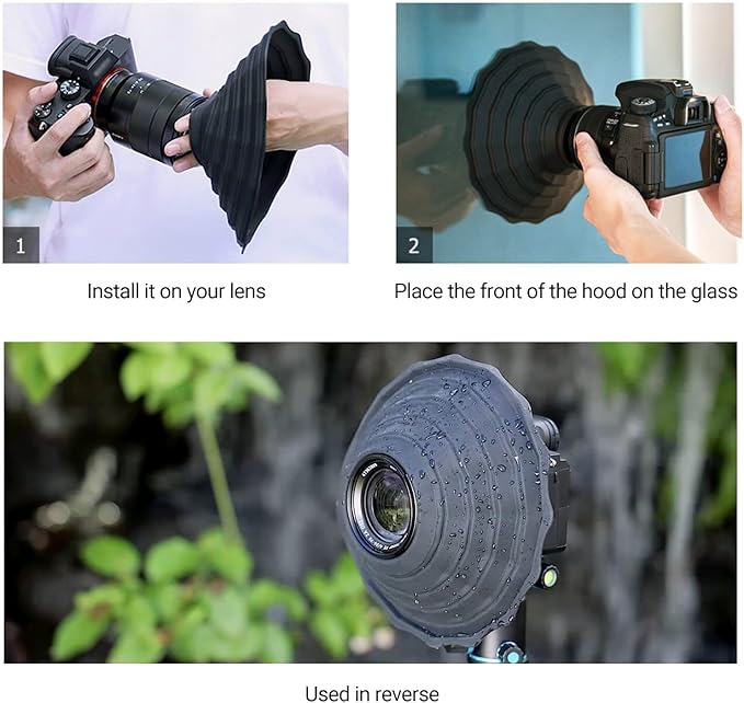 Silicone Lens Hood, Anti Reflection Lens Hood for Diameter 53-72mm Lens, Foldable Reversible Lens Shade for Canon RF 35mm EF-S 10-18 EF 50mm 28mm Nikon AF-S 50mm 18-105 Sony and More Lens